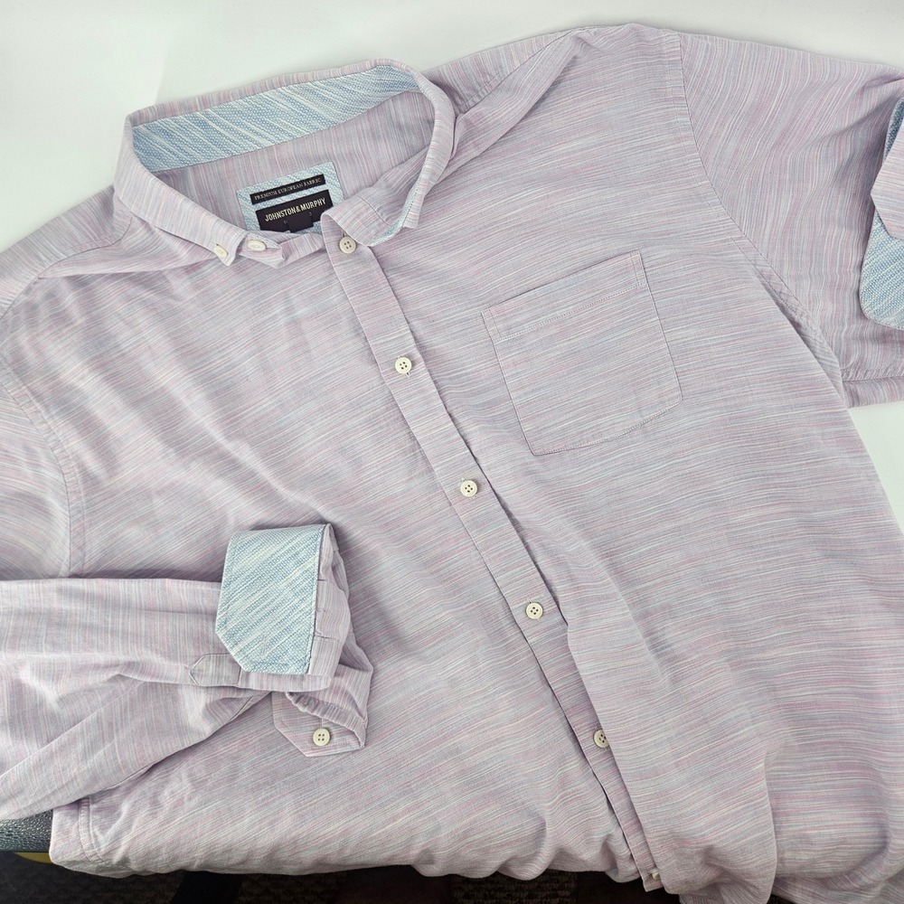 Johnston & Murphy Mens XXL Shirt Premium European Fabric Slub Coastal Pink